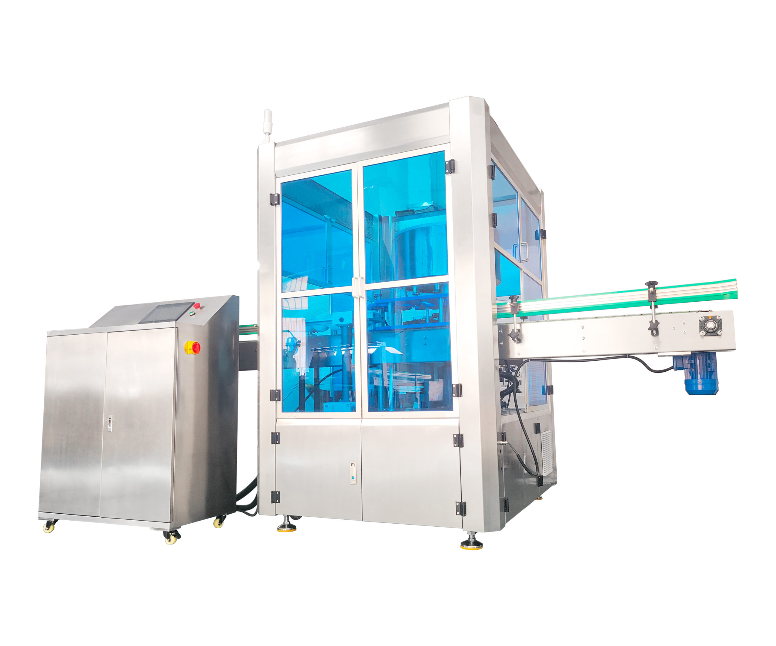 Hot melt glue rotary labeling machine for high speed beverage bottle labeling