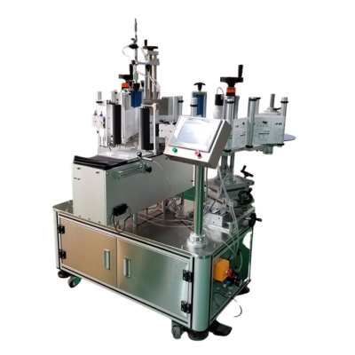 MT-860 semi-automatic double-side labeling machine for square and flat bottles